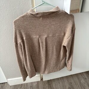 Elegant Tan Waffle Knit Turtleneck Sweater
